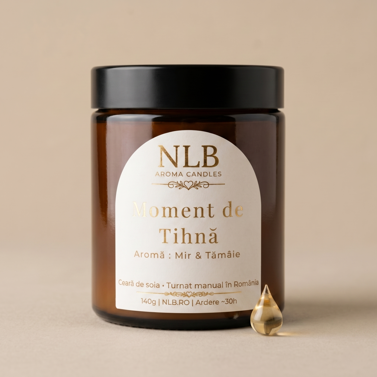 Lumânare Parfumată din Ceară de Soia "Moment de Tihnă" - Mir & Tămâie, 140g [3]