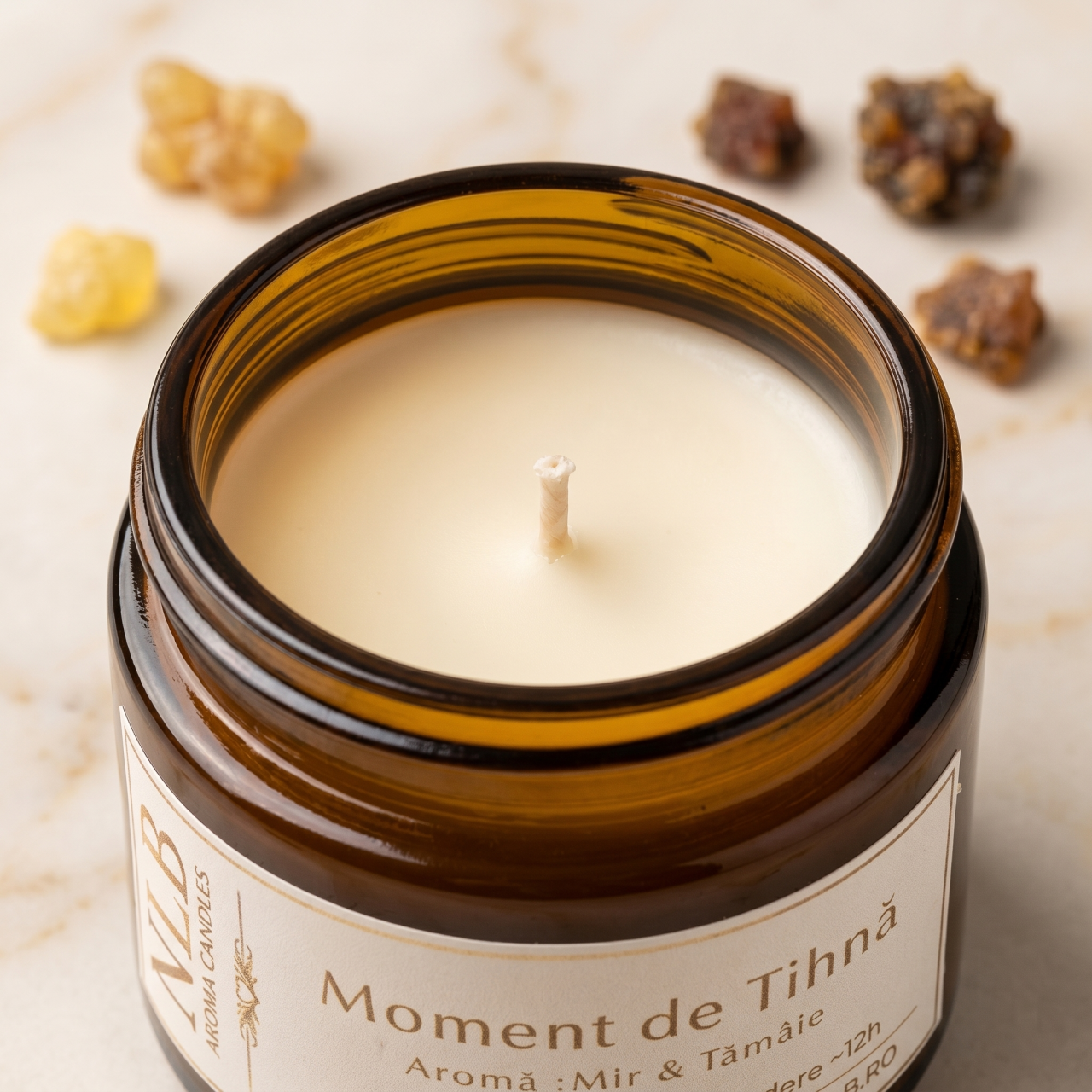 Lumânare Parfumată din Ceară de Soia "Moment de Tihnă" - Mir & Tămâie, 50g [4]