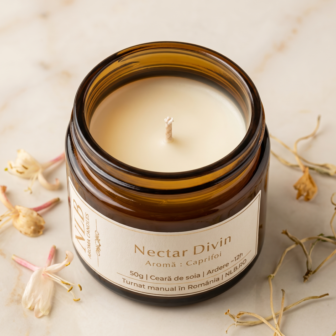 Lumânare Parfumată din Ceară de Soia "Nectar Divin" - Caprifoi, 50g [4]