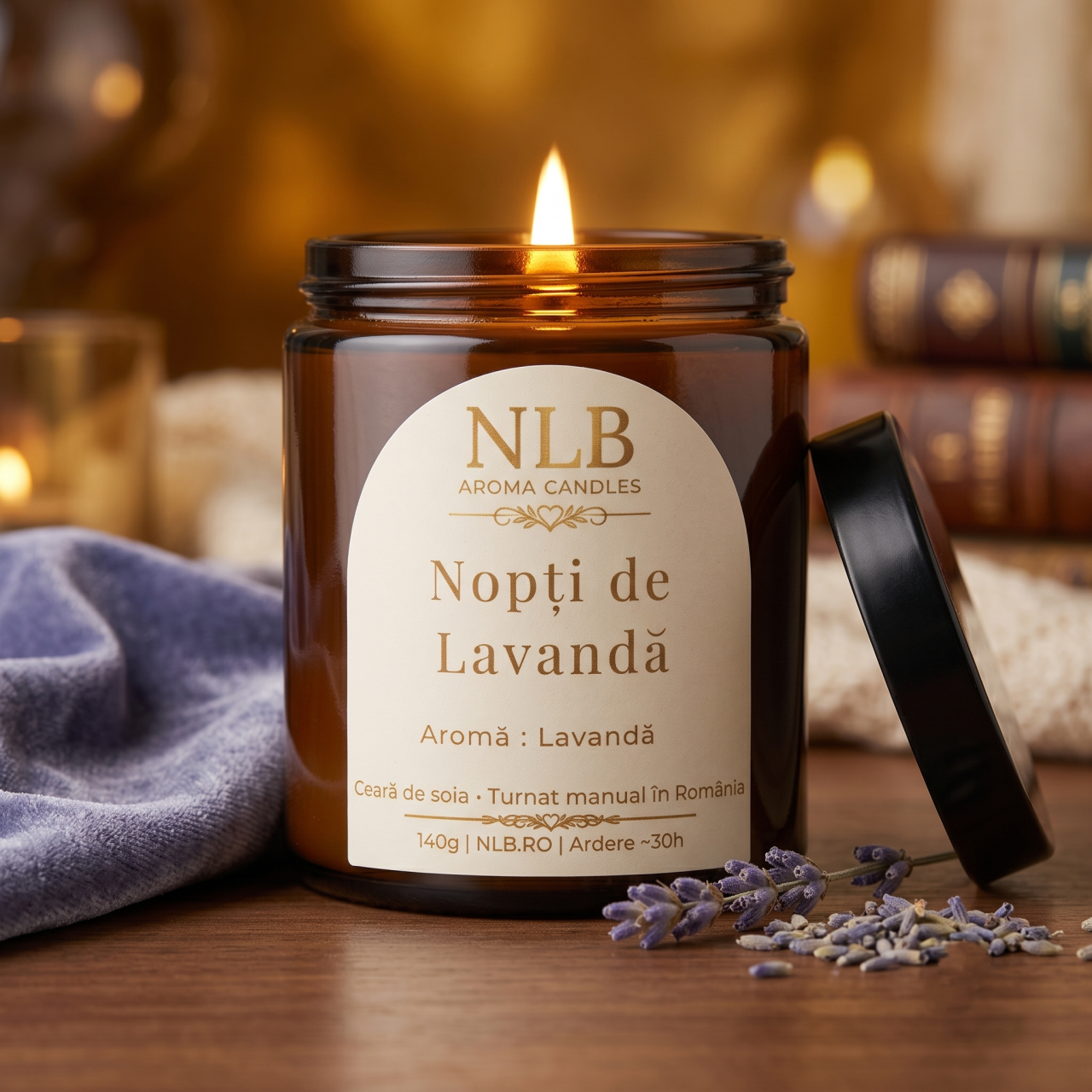 Lumânare Parfumată din Ceară de Soia "Nopți de Lavandă" - Lavandă, 140g [2]