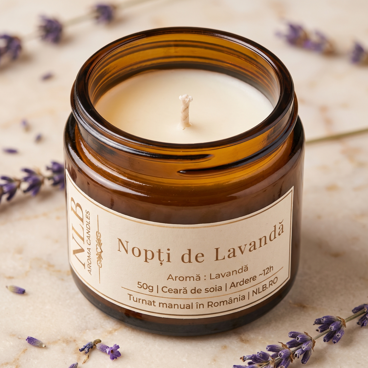 Lumânare Parfumată din Ceară de Soia "Nopți de Lavandă" - Lavandă, 50g [2]