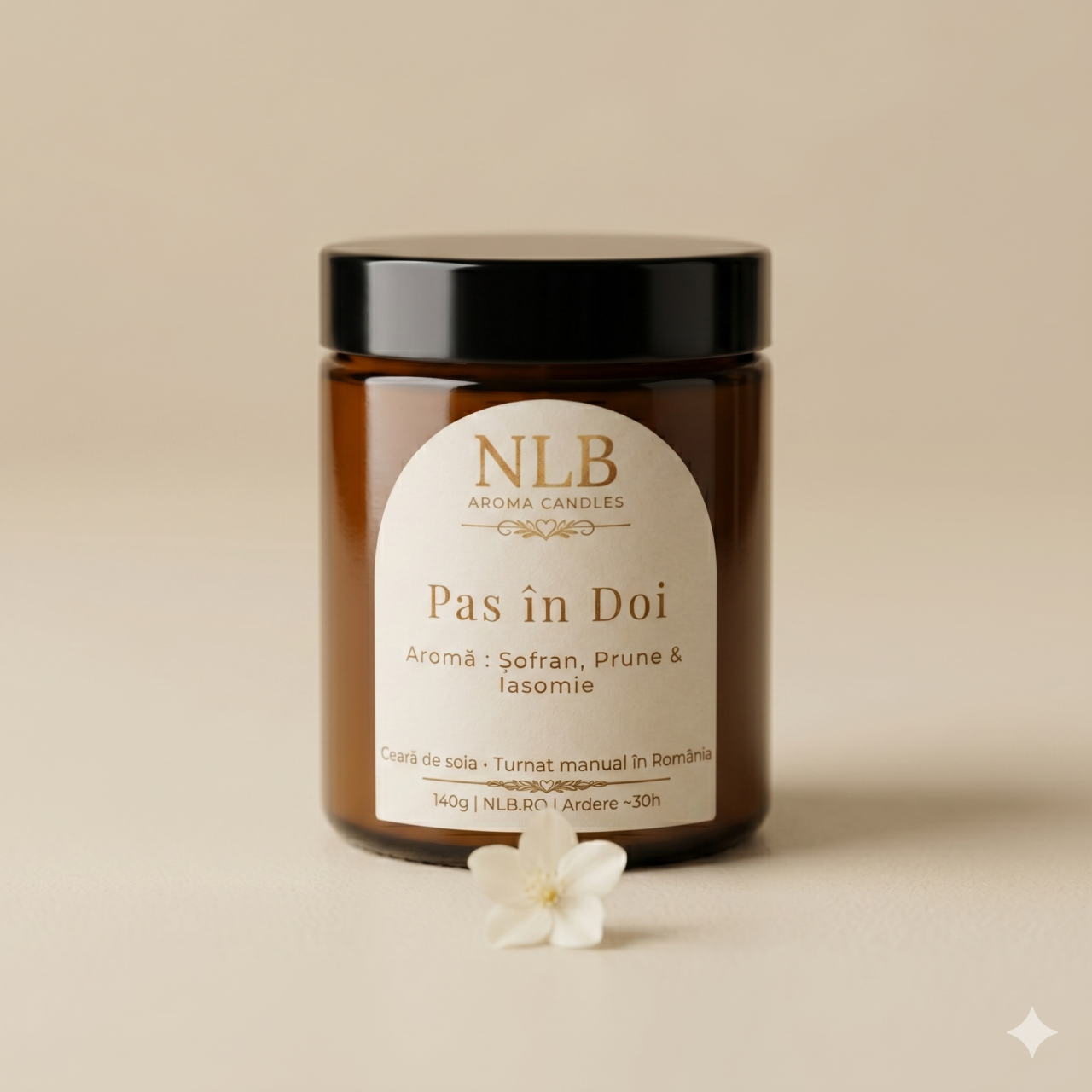 Lumânare Parfumată din Ceară de Soia "Pas în Doi" - Șofran, Prune & Iasomie, 140g [3]