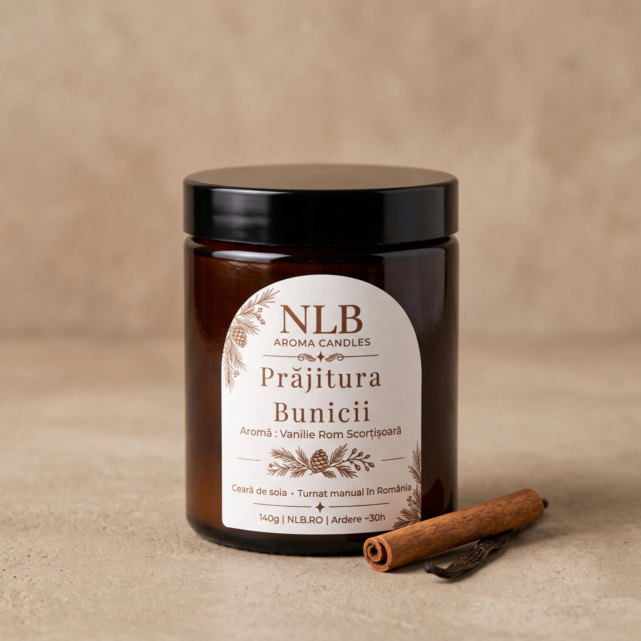 Lumânare Parfumată din Ceară de Soia "Prăjitura Bunicii" - Vanilie, Rom și Scorțișoară, 140g [3]