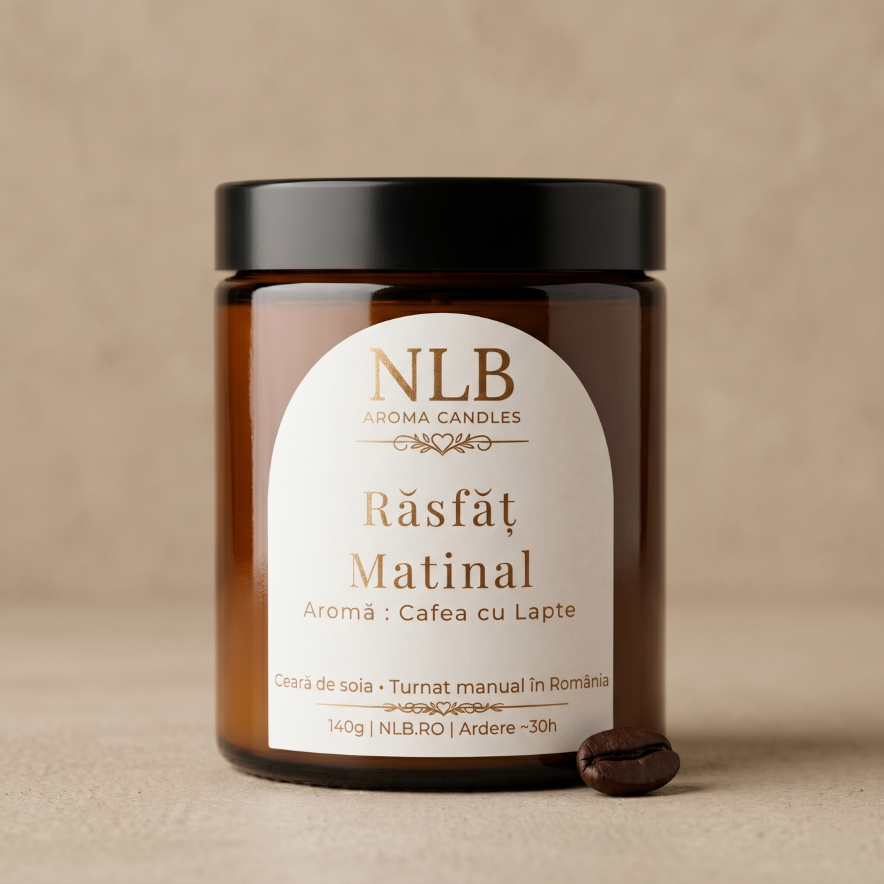 Lumânare Parfumată din Ceară de Soia "Răsfăț Matinal" - Cafea cu Lapte, 140g [4]