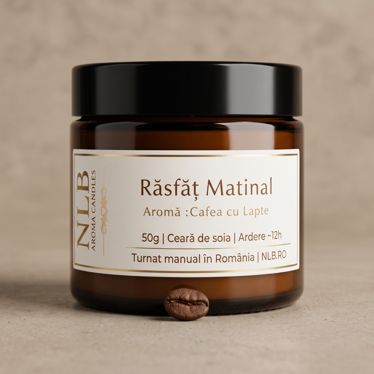 Lumânare Parfumată din Ceară de Soia "Răsfăț Matinal" - Cafea cu Lapte, 50g [3]