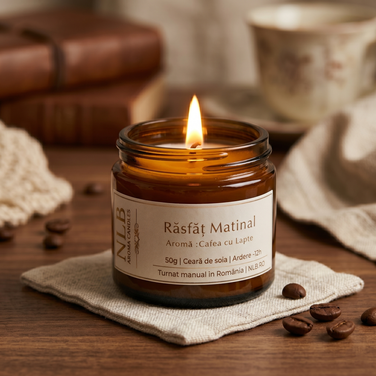 Lumânare Parfumată din Ceară de Soia "Răsfăț Matinal" - Cafea cu Lapte, 50g [2]