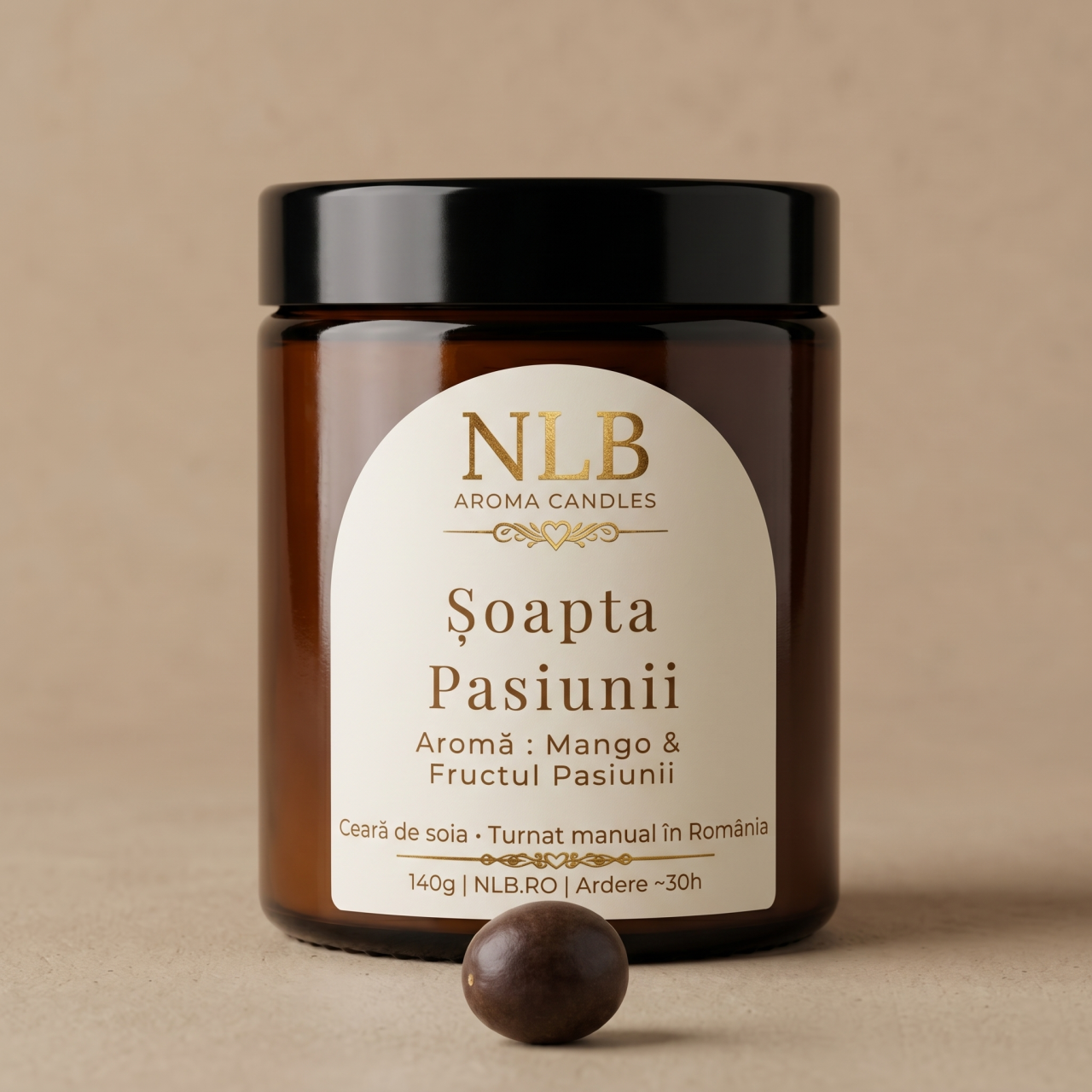 Lumânare Parfumată din Ceară de Soia "Șoapta Pasiunii" - Mango & Fructul Pasiunii, 140g [3]