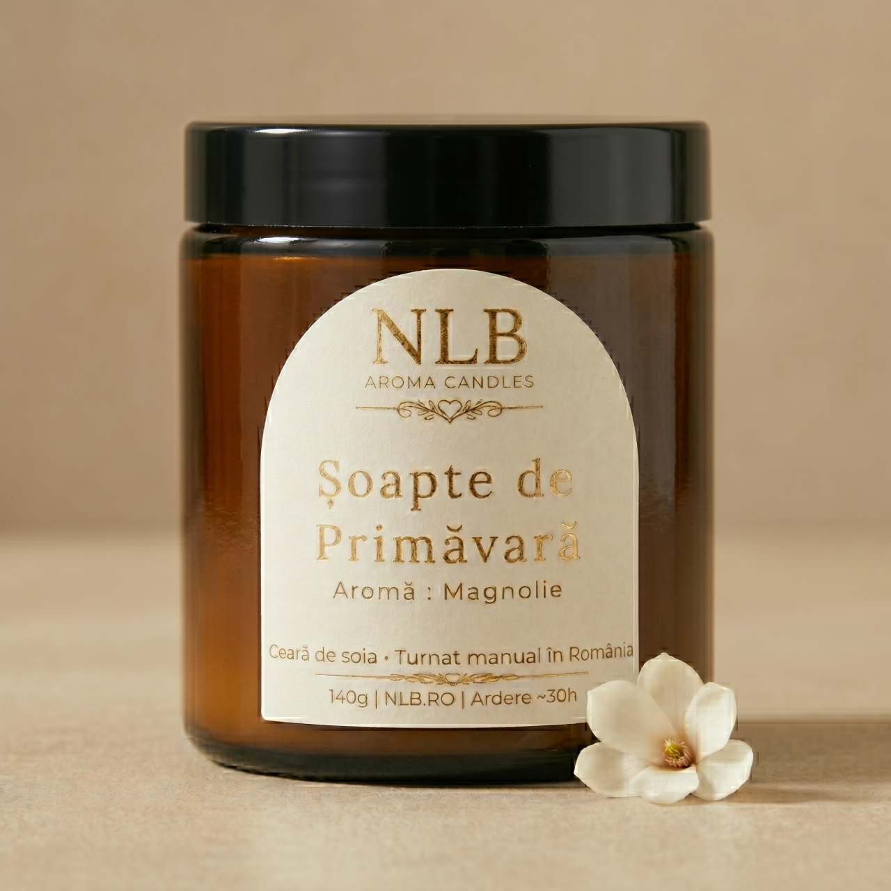 Lumânare Parfumată din Ceară de Soia "Șoapte de Primăvară" - Magnolie, 140g [3]