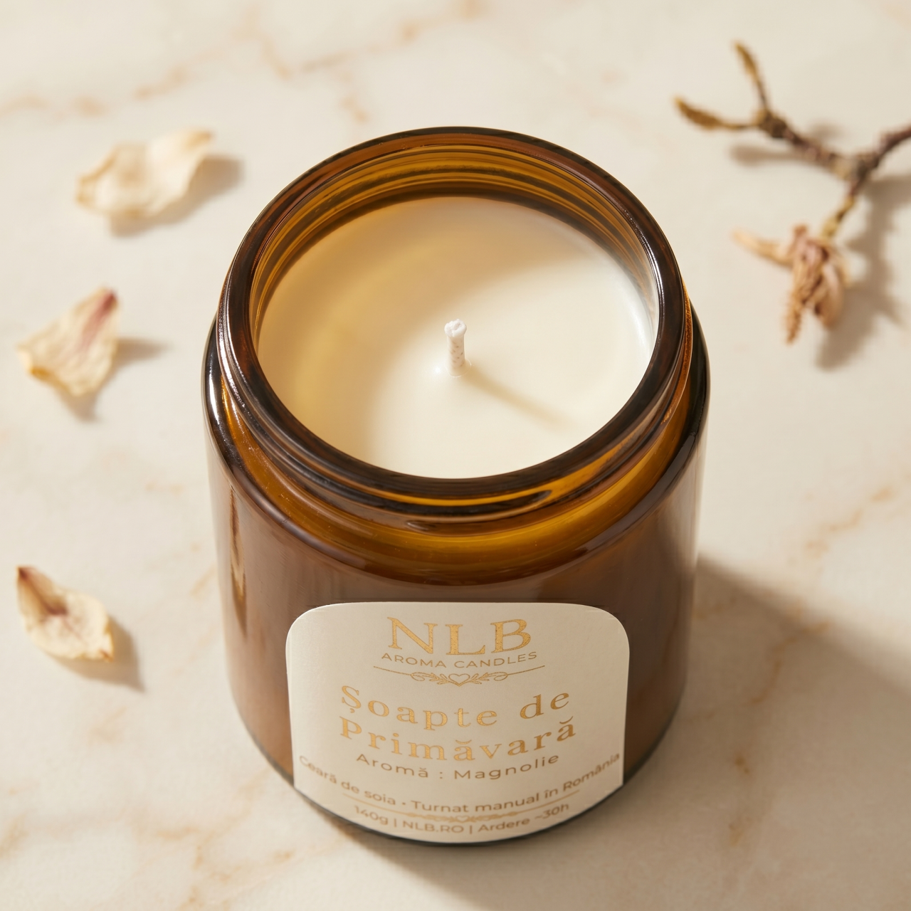 Lumânare Parfumată din Ceară de Soia "Șoapte de Primăvară" - Magnolie, 140g [4]