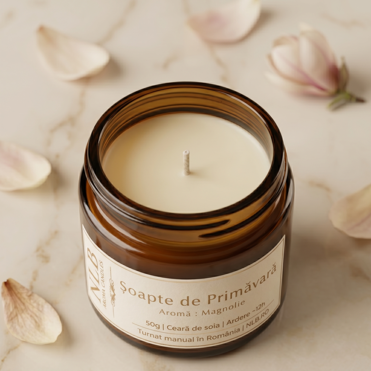 Lumânare Parfumată din Ceară de Soia „Șoapte de Primăvară” - Magnolie, 50g [4]