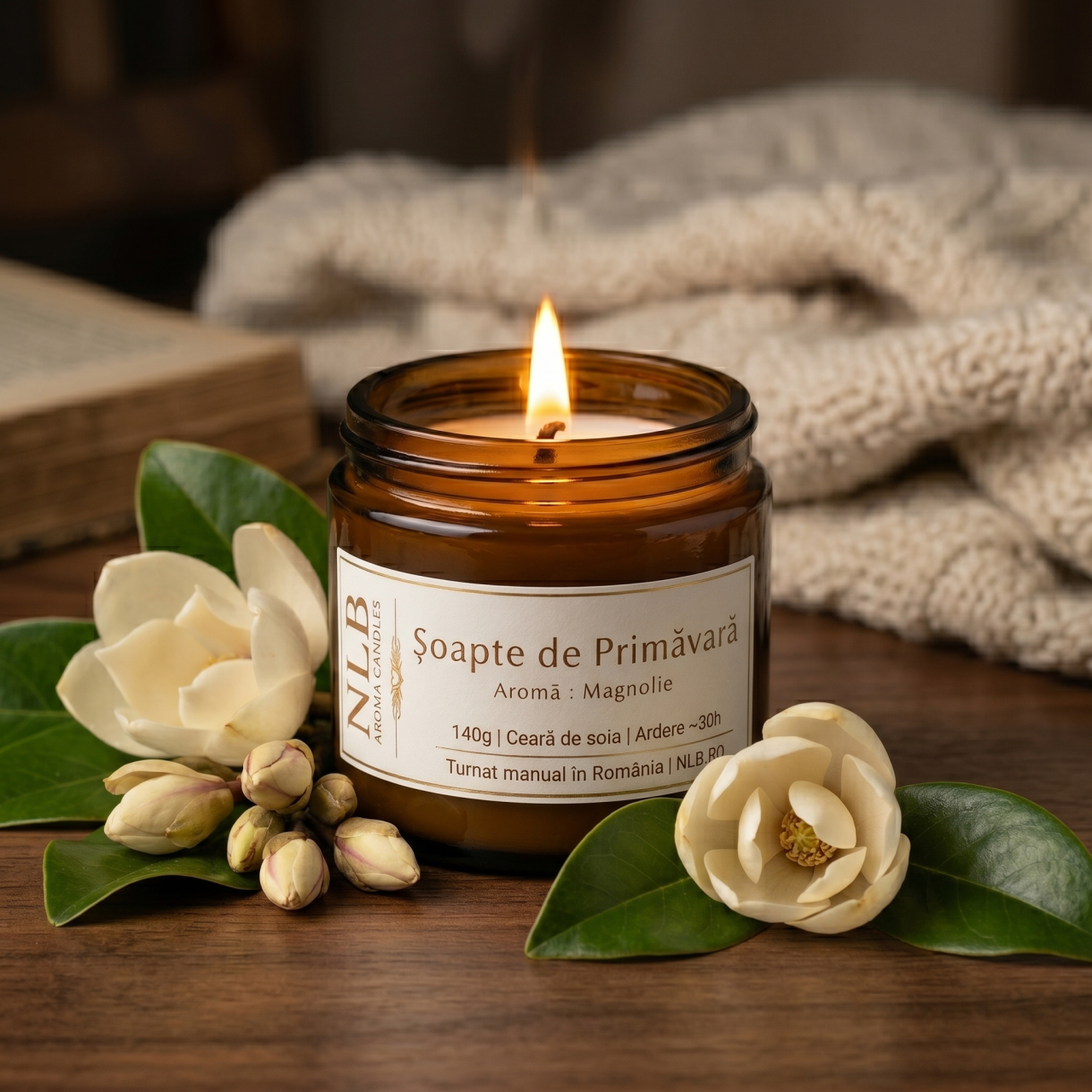 Lumânare Parfumată din Ceară de Soia „Șoapte de Primăvară” - Magnolie, 50g [2]