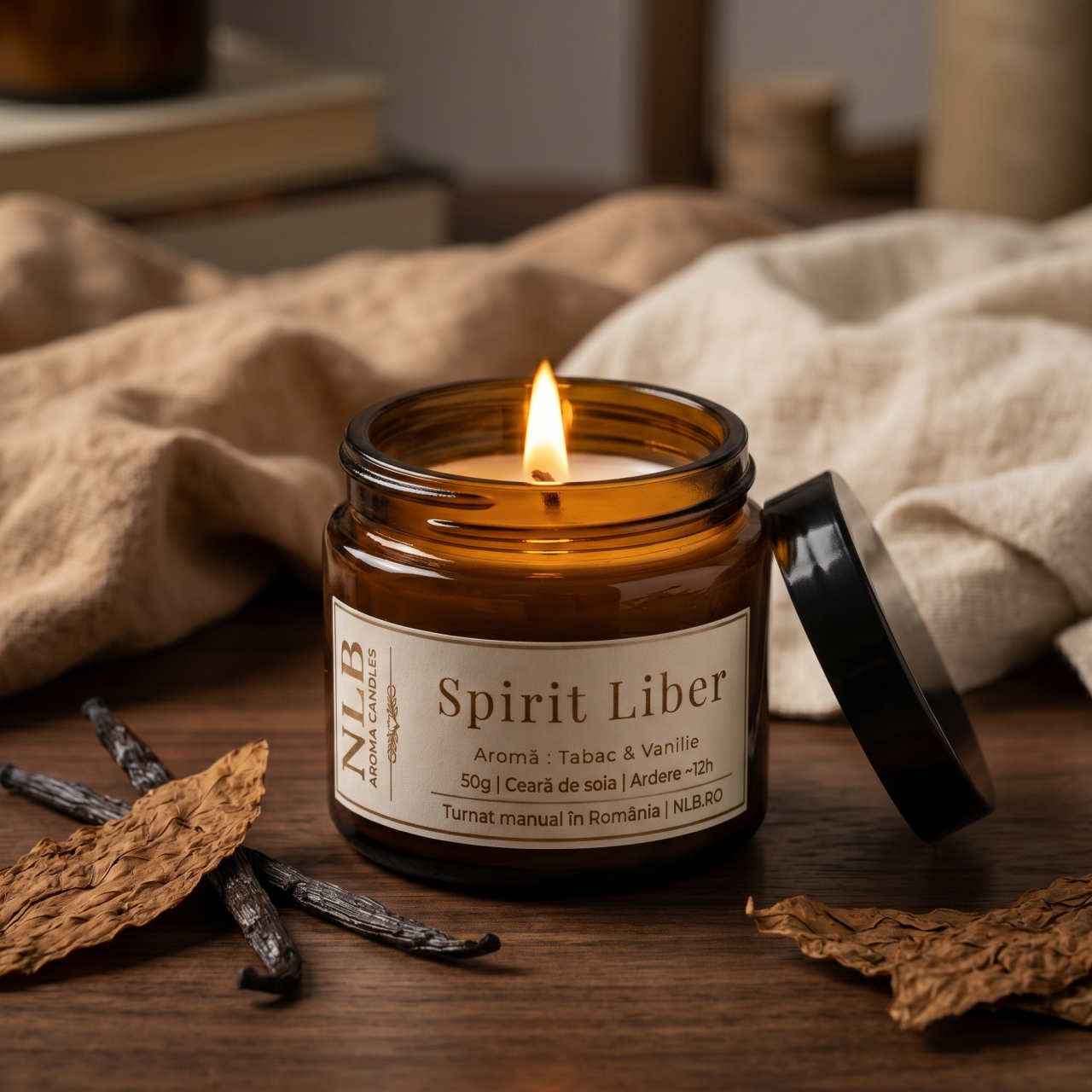 Lumânare Parfumată din Ceară de Soia "Spirit Liber" - Tabac & Vanilie, 50g [3]