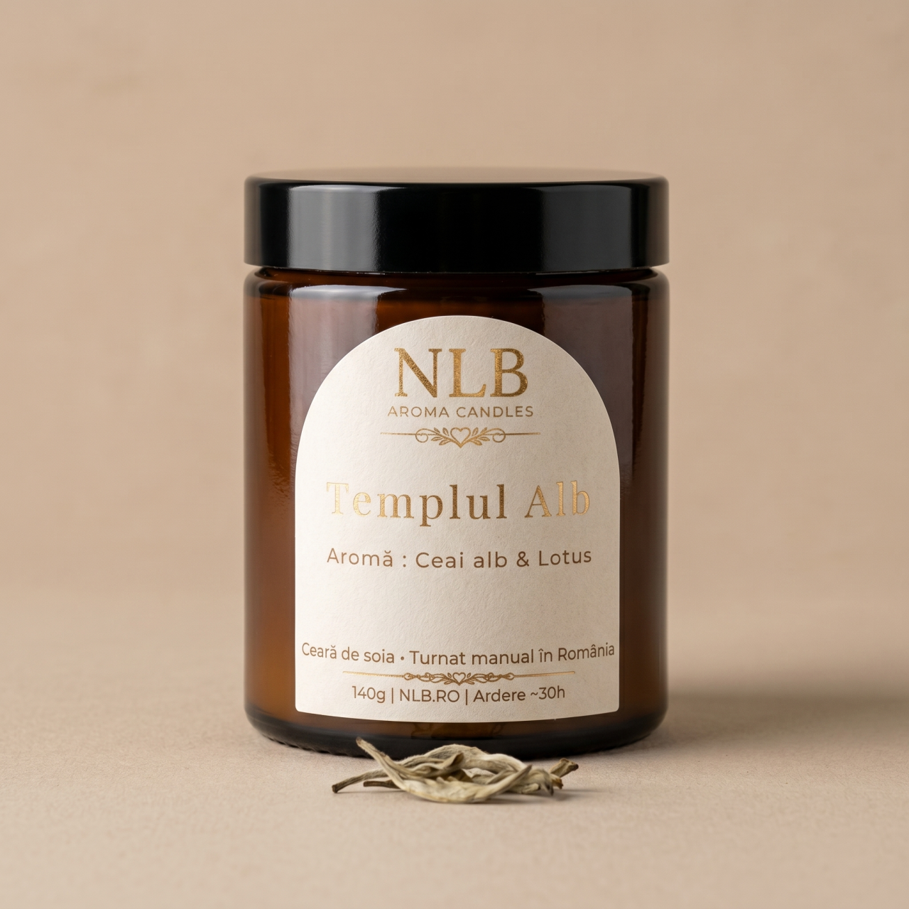 Lumânare Parfumată din Ceară de Soia "Templul Alb" - Ceai Alb & Lotus, 140g [3]