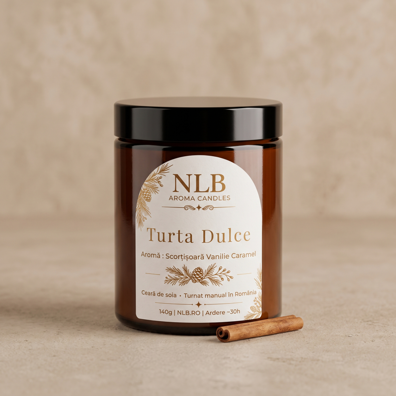 Lumânare Parfumată din Ceară de Soia "Turtă Dulce" - Scorțișoară, Vanilie și Caramel, 140g [3]