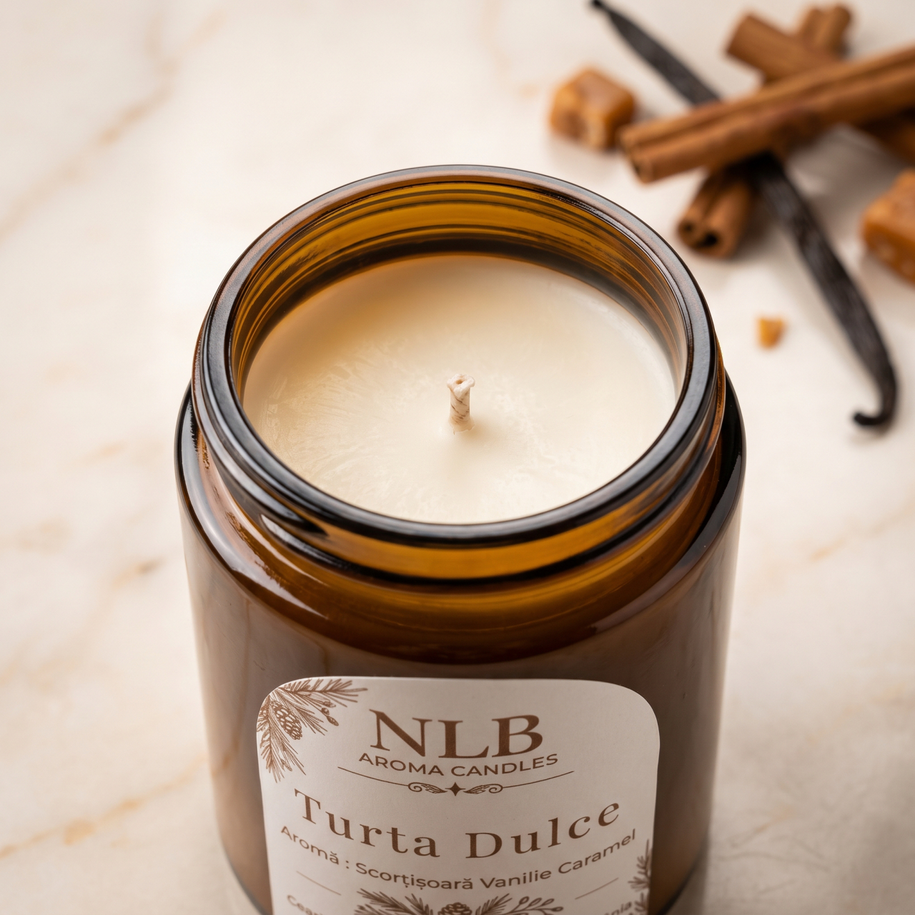 Lumânare Parfumată din Ceară de Soia "Turtă Dulce" - Scorțișoară, Vanilie și Caramel, 140g [2]