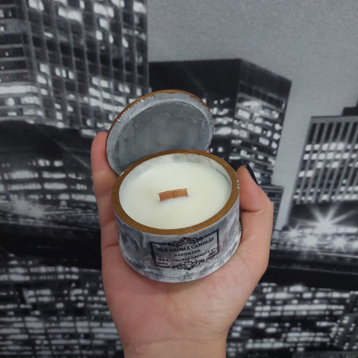 Lumanare parfumata din ceara soia,Vanilie, Vanilla, fitil lemn, handmade, nontoxic, 60 g [7]