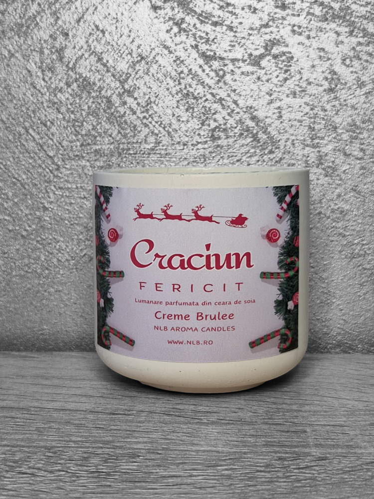 Lumânare parfumată handmade din ceară de soia Creme Brulee, aromă dulce Craciun 130g [3]