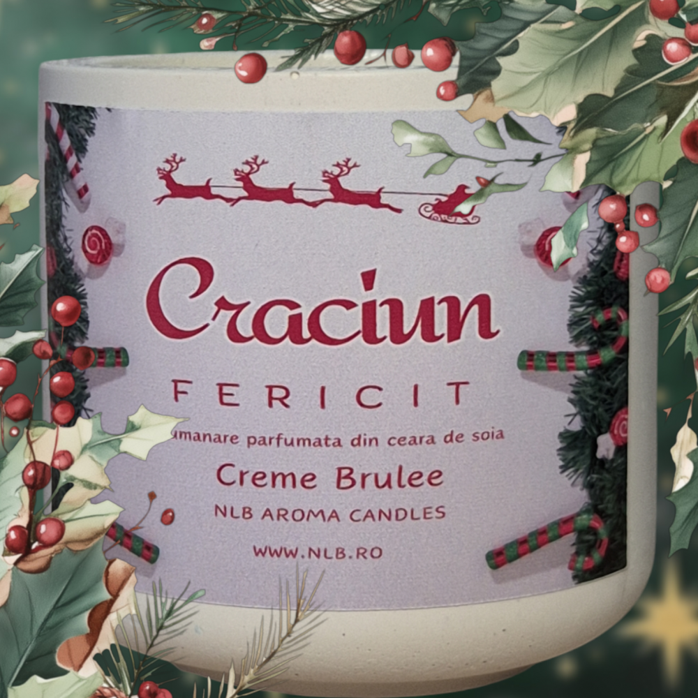 Lumânare parfumată handmade din ceară de soia Creme Brulee, aromă dulce Craciun 130g [4]