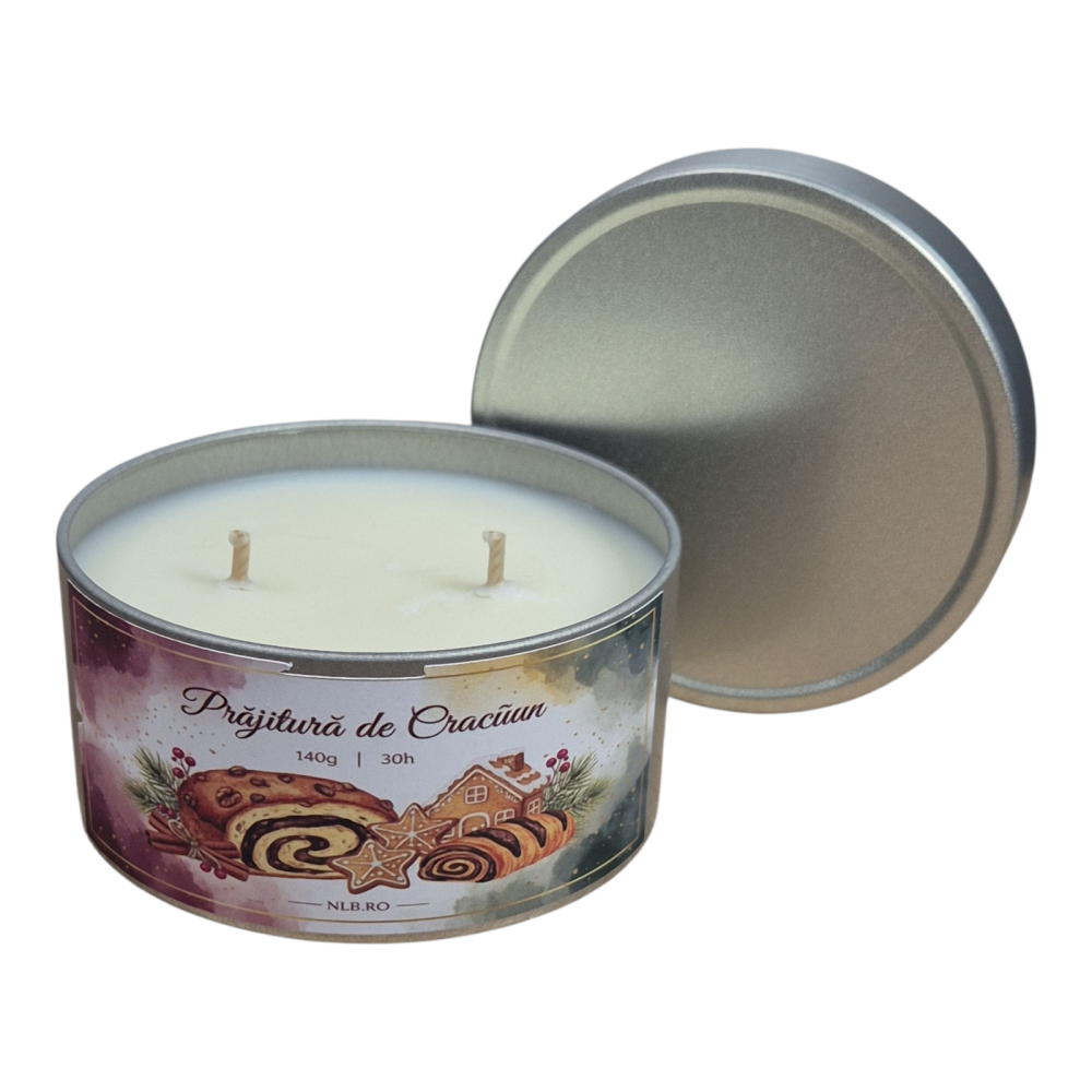 Lumânare parfumată handmade din ceară de soia – Prăjitură de Crăciun 140g [1]