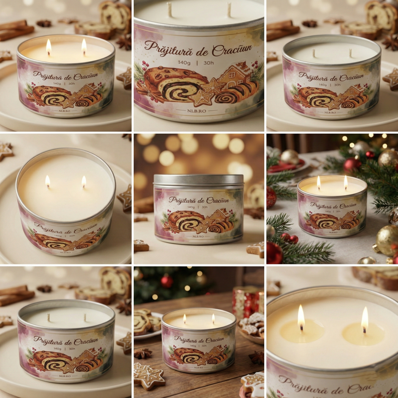 Lumânare parfumată handmade din ceară de soia – Prăjitură de Crăciun 140g [2]