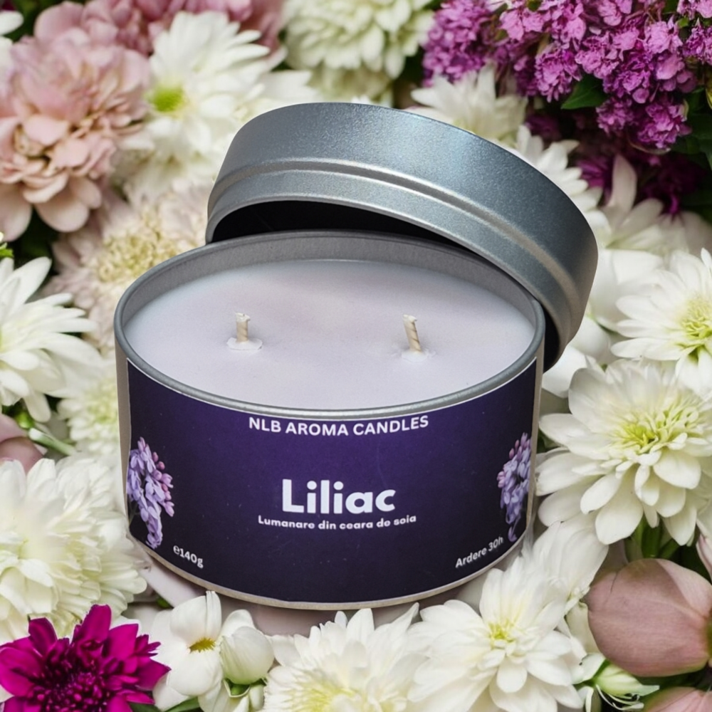 Lumânare parfumată Liliac – Handmade, Ceară de Soia, 140g [4]