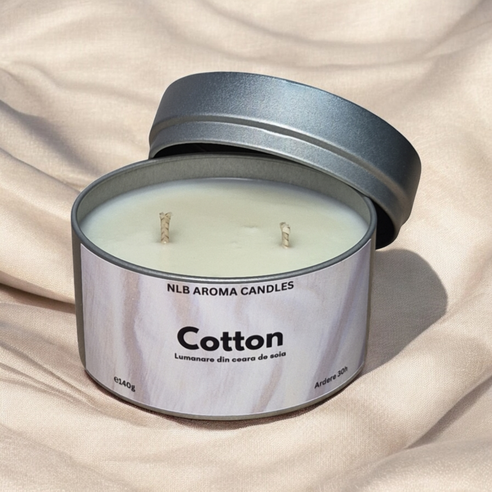 Lumânare parfumată Fresh Cotton – Handmade, Ceară de Soia, 140g [3]