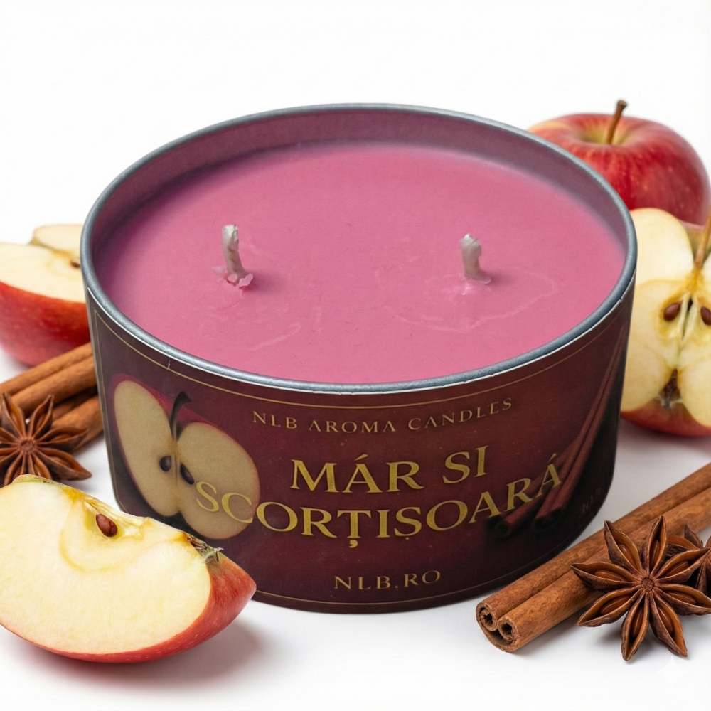 Lumânare parfumată măr și scorțișoară – ceară de soia handmade – 140g [3]
