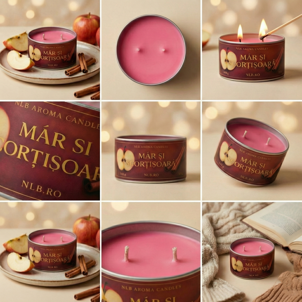 Lumânare parfumată măr și scorțișoară – ceară de soia handmade – 140g [2]