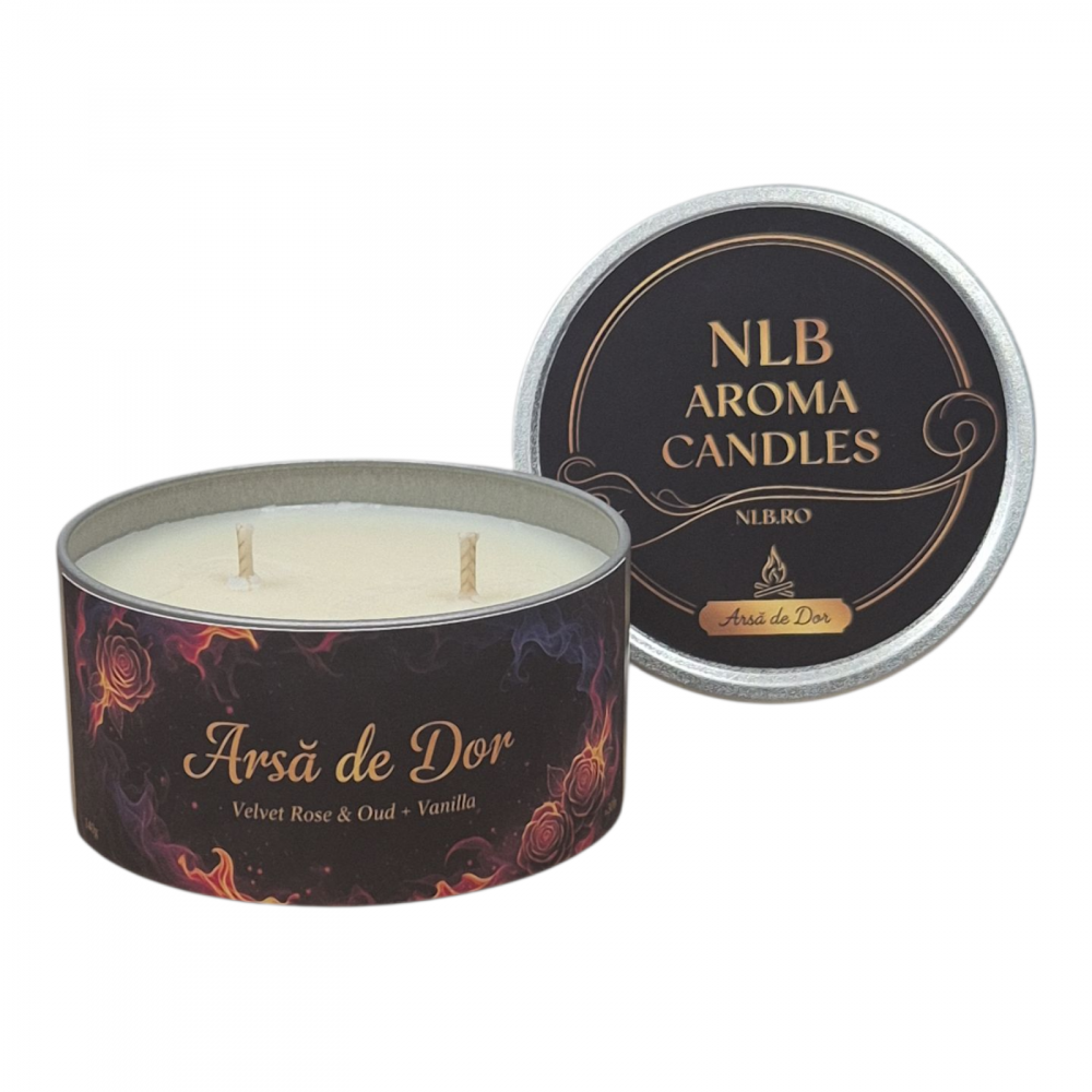 Lumânare parfumată premium 140g din ceară de soia – Arsă de Dor | NLB Intense [1]