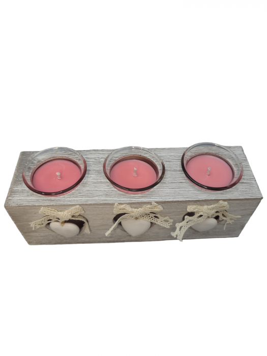 Set 3 Lumanări Parfumate din ceara de soia în Cutie de Lemn Gri Handmade 90g [3]