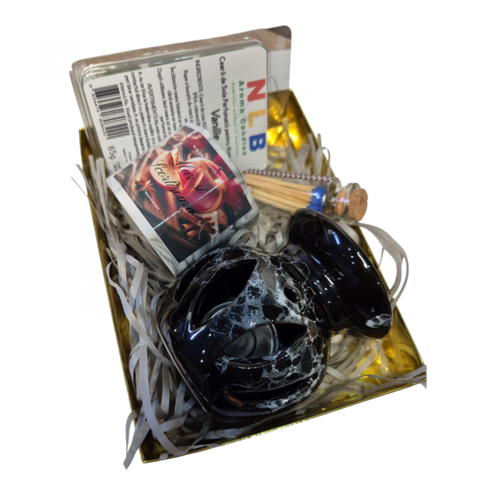 Set Cadou Aromaterapie – Ceară Parfumată Vanilie, Lumanare Mar & Scorțișoară, Vas Aromaterapie și Accesorii [2]