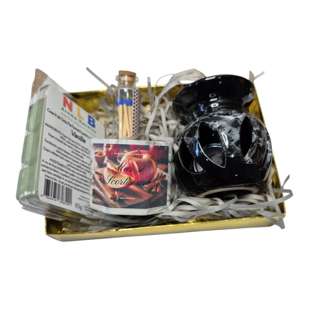 Set Cadou Aromaterapie – Ceară Parfumată Vanilie, Lumanare Mar & Scorțișoară, Vas Aromaterapie și Accesorii [3]