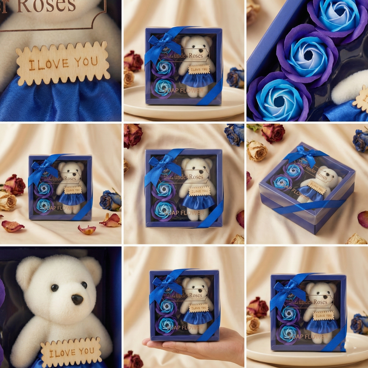 Set Cadou Trandafiri de Săpun și Ursuleț de Pluș Albastru [2]
