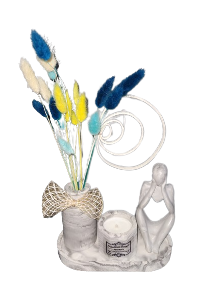Set Lumanare Parfumata din Ceara de Soia Dark Musk si Elemente Decorative din Praf Ceramic [1]