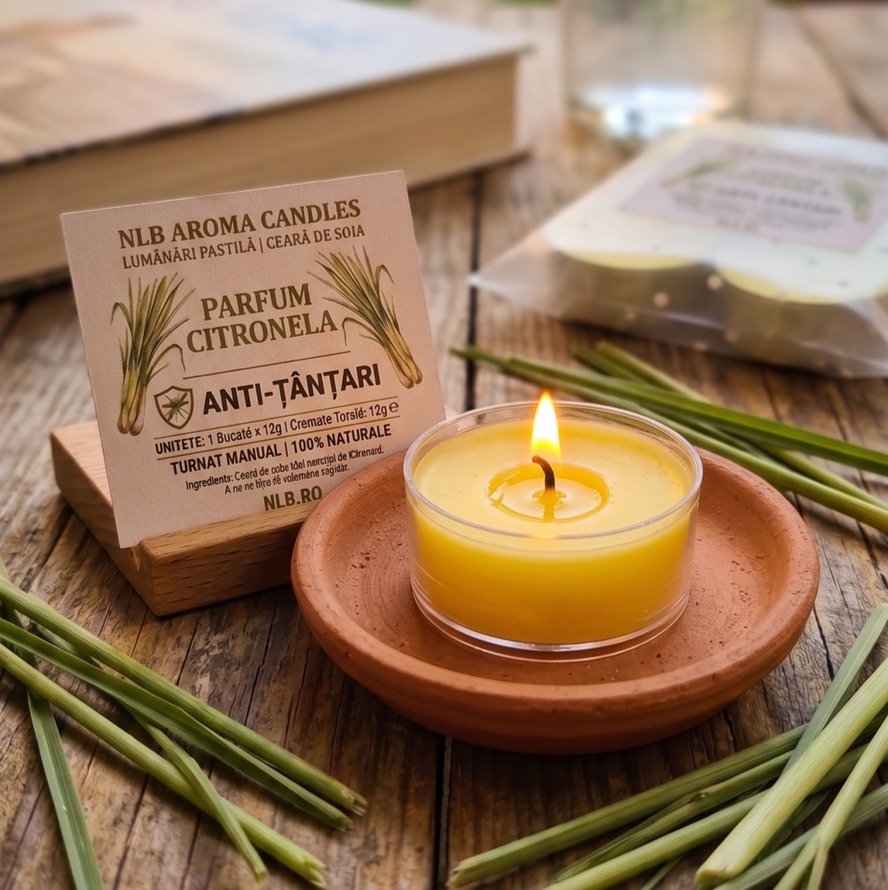 Set Lumânări Pastilă din Ceară de Soia "Anti-Țânțari" - Citronela, Set 4 bucăți (60g) [2]