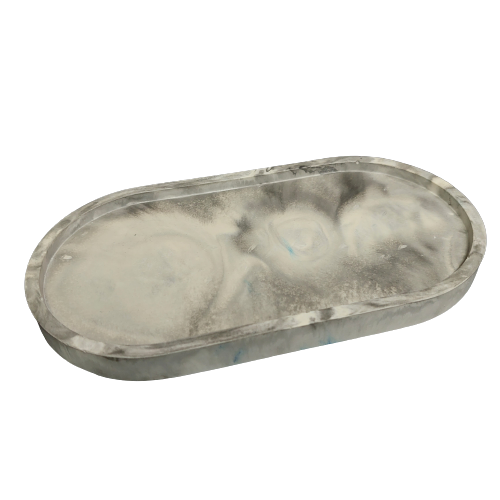 Suport lumanare, ceramic, handmade, oval, 16 cm, alb, negru. [1]