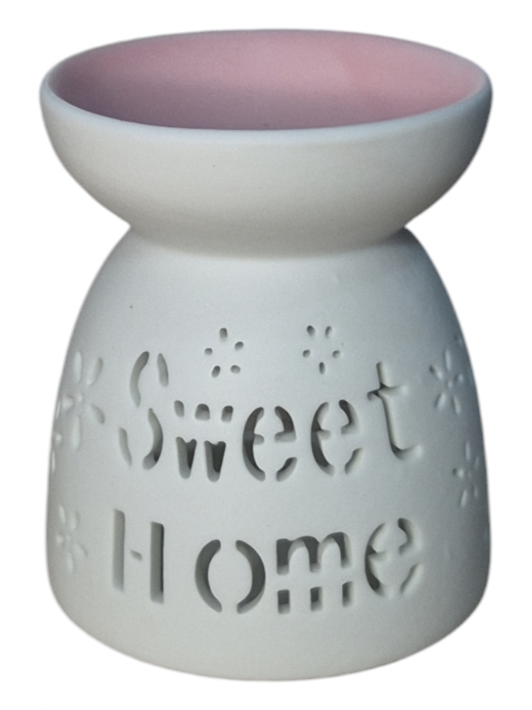 Vas ceramic alb mat pentru aromaterapie cu mesaj "SWEET HOME" - 10 cm [3]