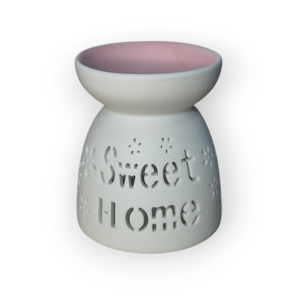 Vas ceramic alb mat pentru aromaterapie cu mesaj "SWEET HOME" - 10 cm [1]