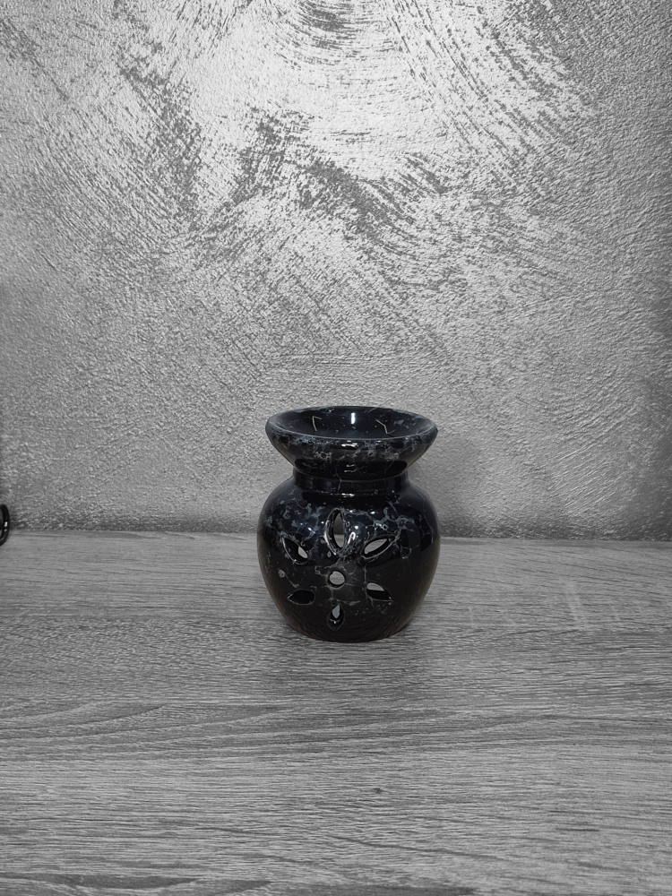 Vas Ceramic Aromaterapie Negru Lucios 8 cm [3]