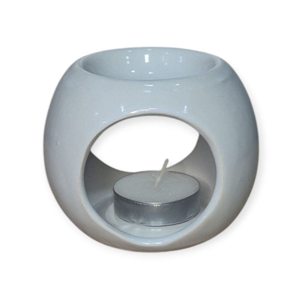 Vas ceramic rotund pentru aromaterapie - 8 cm, alb [2]