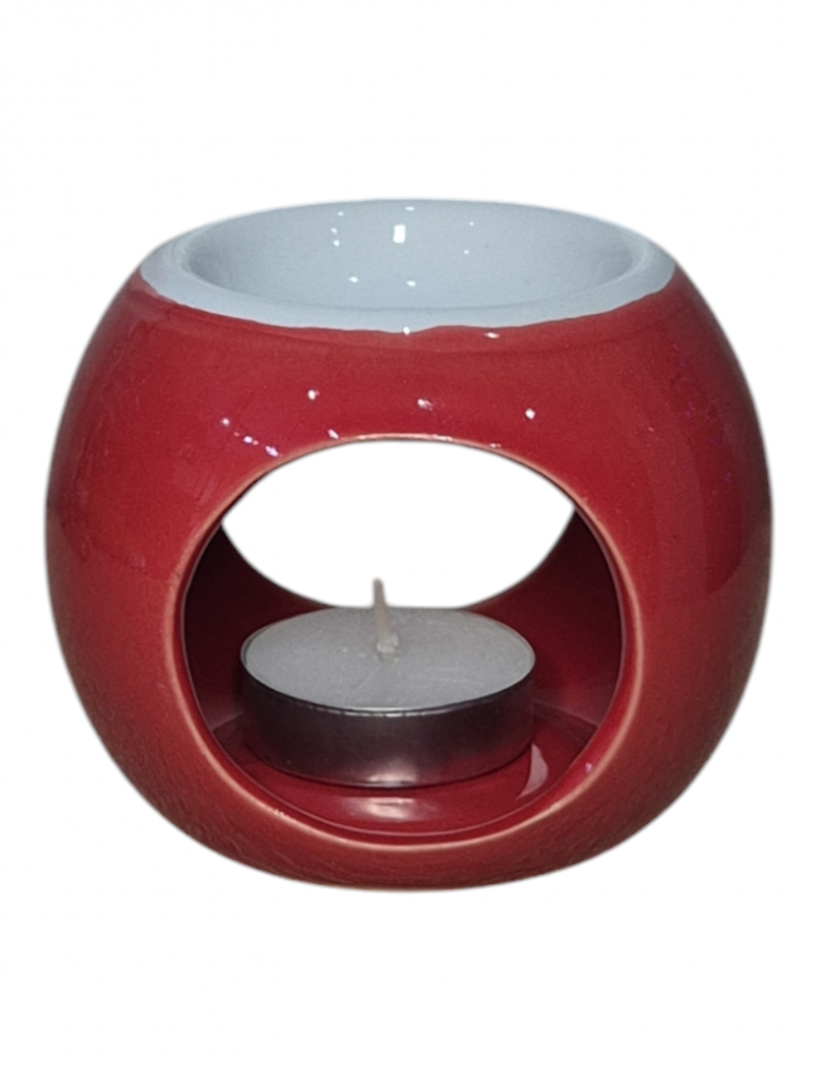 Vas ceramic rotund pentru aromaterapie - 8 cm, rosu [2]