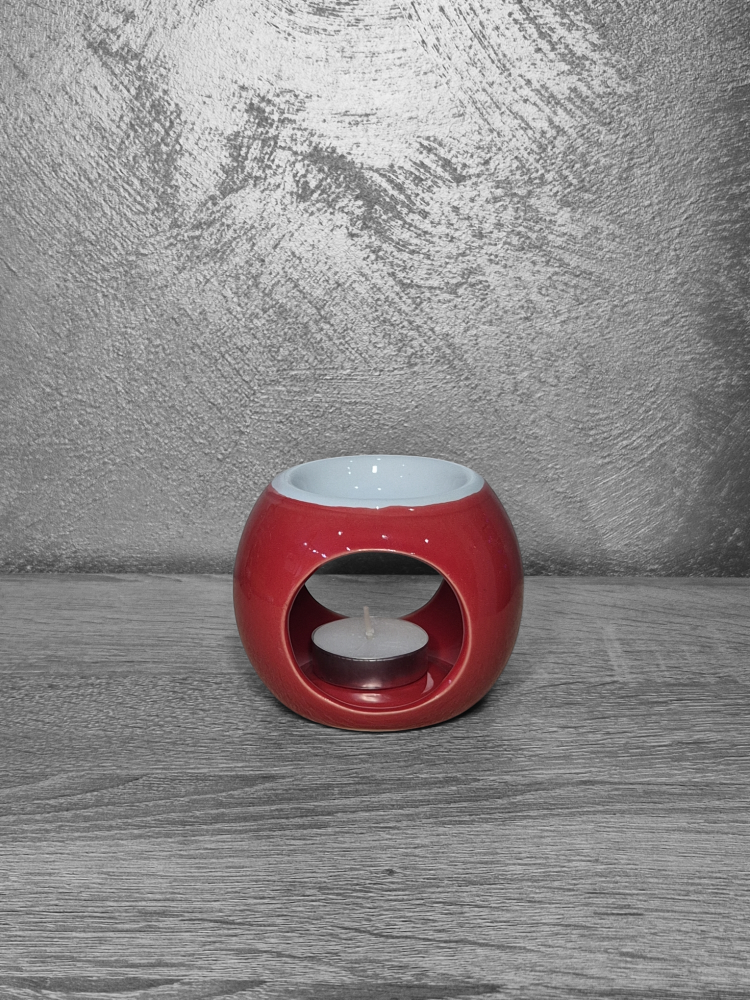 Vas ceramic rotund pentru aromaterapie - 8 cm, rosu [3]