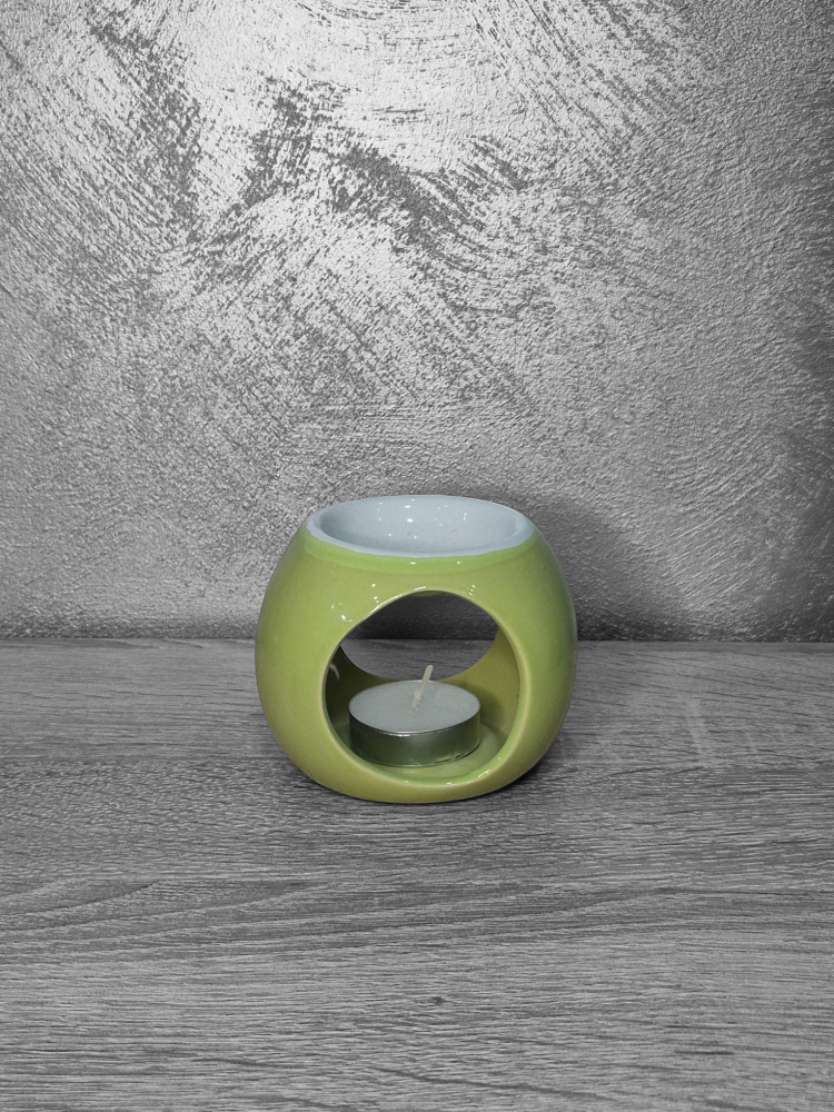 Vas ceramic rotund pentru aromaterapie - 8 cm, verde [3]