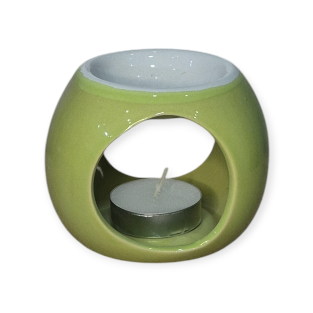 Vas ceramic rotund pentru aromaterapie - 8 cm, verde [2]
