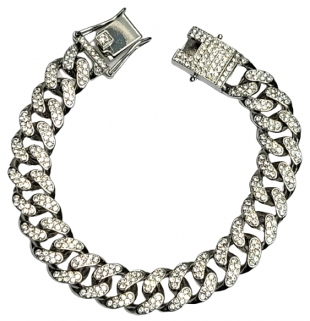 Bijuterii Inox - Bratara Stil Cuban Hip Hop din Inox si Pietre Zirconiu 20.5 cm