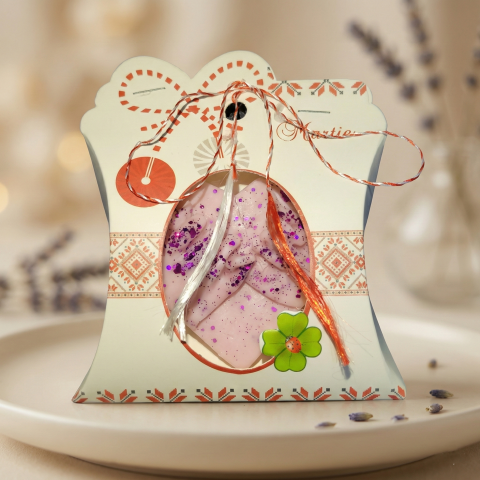 Aromaterapie - Ceara parfumata din soia, martisor, Lavanda, inima, handmade, 17g