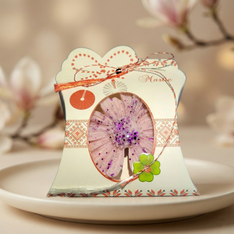 Aromaterapie - Ceara parfumata din soia, martisor, Magnolia cherry, floare, handmade, 17g