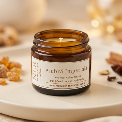 Lumânări din Ceară de Soia - Lumânare Parfumată din Ceară de Soia "Ambră Imperială" - Asian Amber, 50g