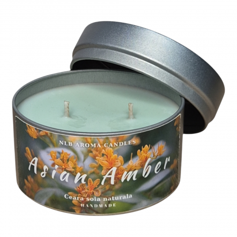 Cadouri pentru Ziua Îndrăgostiților - Lumanare parfumata din ceara de soia, Asian Amber, Handmade, 140g