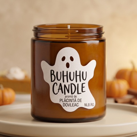 Lumanari Parfumate - Lumânare Parfumată din Ceară de Soia "Buhuhu Candle" - Plăcintă de Dovleac, 140g